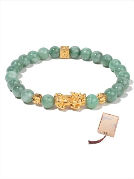 Jewelry - Natural Green Jade Stretch Bracelet Feng Shui Wealth Attractor